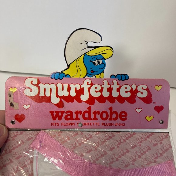 Vintage 1983 Smurfette Wardrobe Tennis Outfit Plush Doll New Pink White - Picture 8 of 8